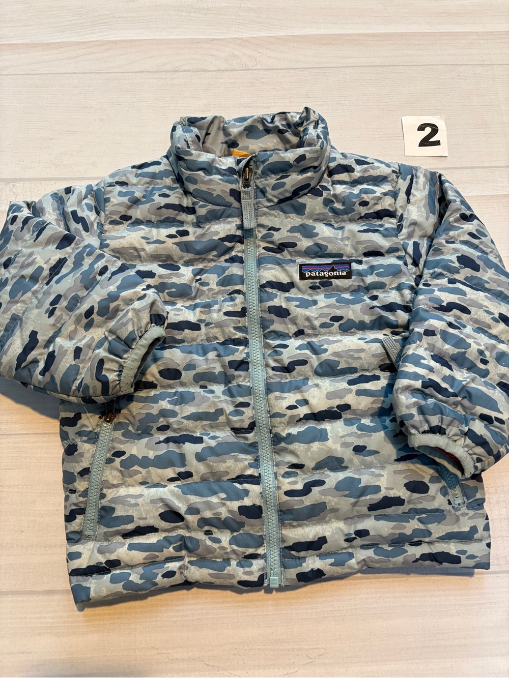 Patagonia Kids Light and Dark Blue Camo Puffer Jacket